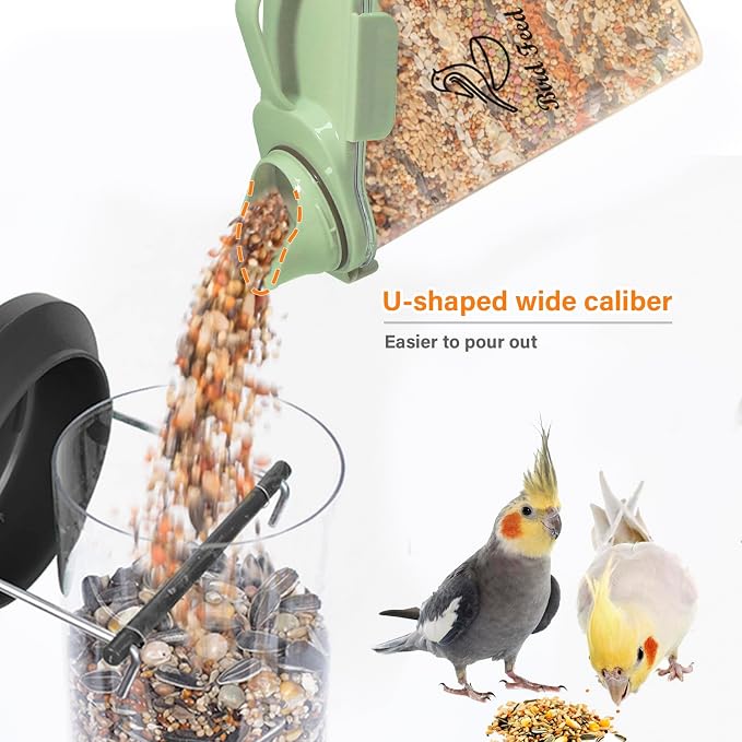 Bird Seed Storage Container Portable-3 Qt/2.8 L Clear Bird Food Container with Spout,Airtight Wild Bird Seed Dispenser for Storing Sunflower Seed|Squirrel proof|BPA Free-Green