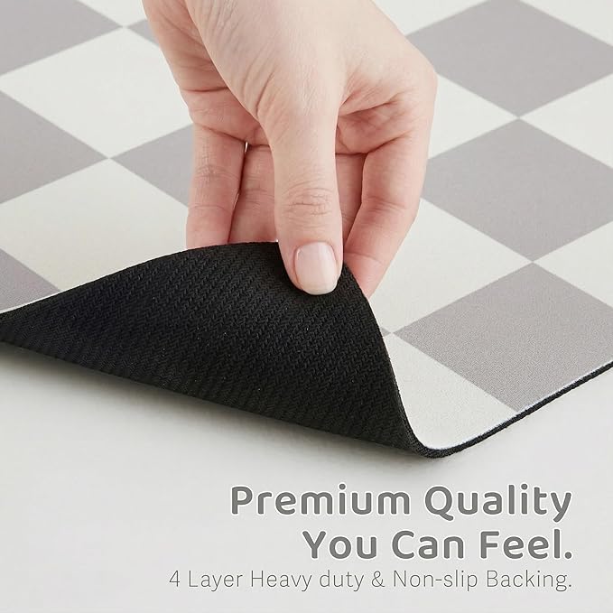 Ralxion Checkered Dog Feeding Mat, Absorbent Mats for Dog Food and Water Bowl, Dispenser, Feeder, Retro Aesthetic Grey Checkerboard Pet Placemat for Dogs, Cats, Puppy Accessories, 16" X 24”