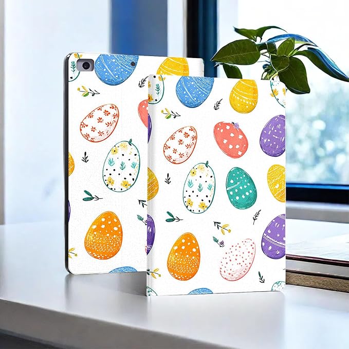 for Microsoft Surface Pro X/Pro X Plus-13 2019/2020/2021/2024 Tablet Case,Auto Wake/Sleep,Adjustable Stand Protective Cover - Easter Egg Pattern