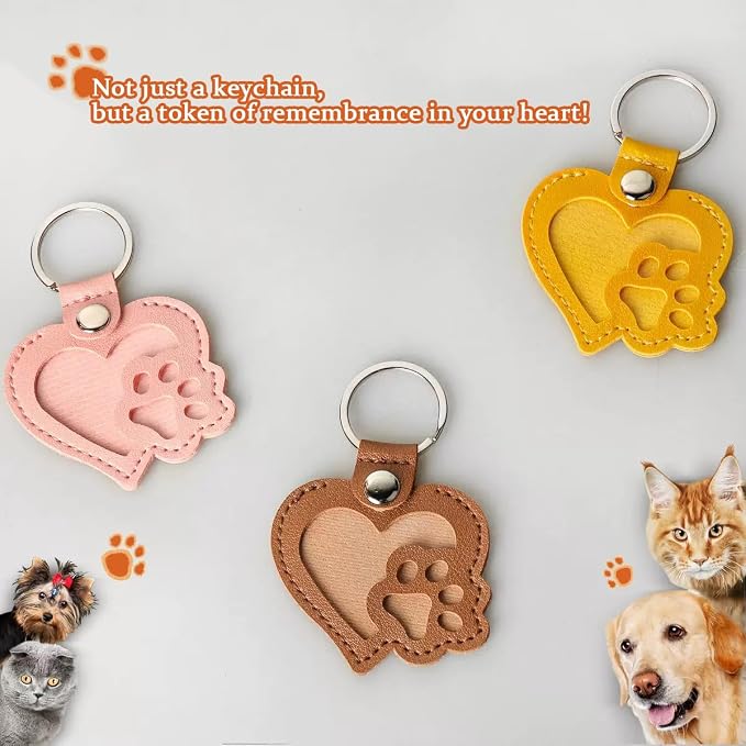 Heart-Shaped Leather Pet Hair Keepsake Keychain