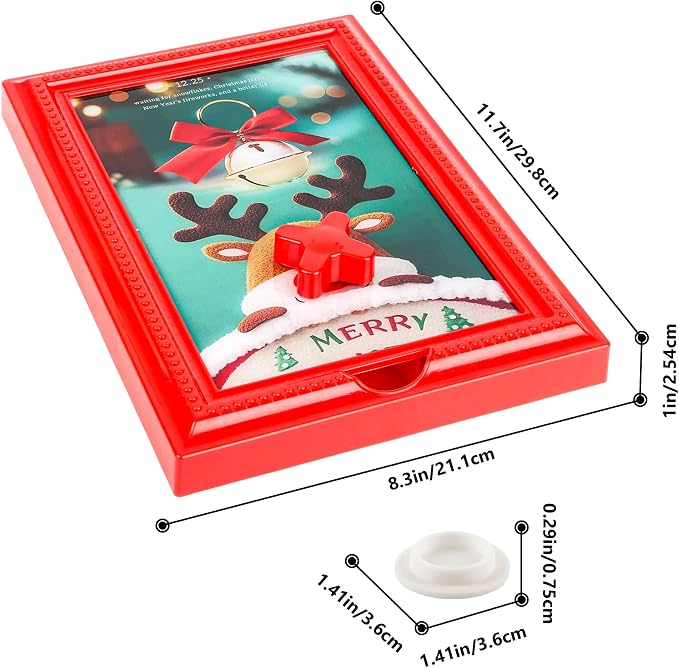 Candy Dispenser Picture Frame, Wall-Mount & Tabletop Gumball Machine with Multiple Designs for Candy, Nuts, Treats, Interactive Home and Office Decor (Deer & Bell, Off-White)
