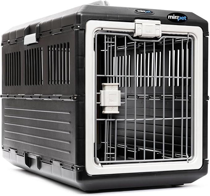 Collapsible Pet Carrier for Large Dogs & Cats, 35"L x 21"W x 27"H | Hard-Sided Crate Walls, 360-Degree Ventilation, Tool-Free Snap Assembly, Folds Flat to 5.5 In, for Travel & Storage