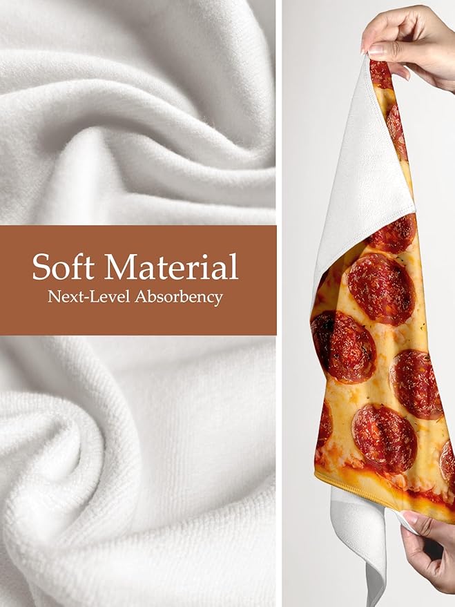 Kitchen Towels Dish Cloths Tea Hand Drying Cleaning Cup Towel Food Pizza Funny Absorbent Soft Quick Dry Decorative Cute Pattern Design Modern Decor Dishcloth Hostess Housewarming Choice Ideas