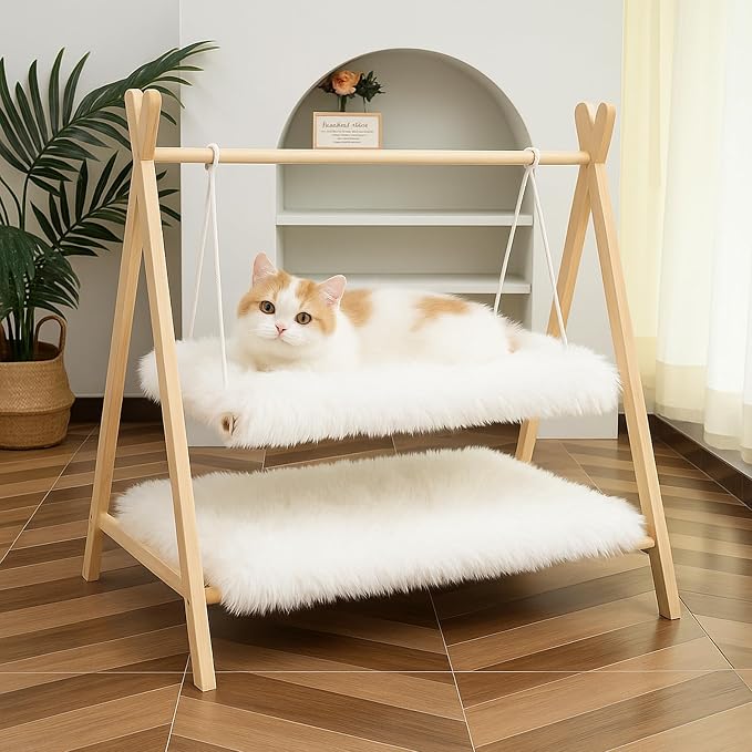Fluffy Cat Bed Mat 19.6"x31.4" Furry Small Dog Cats Cushions for Indoor | White Faux Fur Fuzzy Puppy Pads for Pet Sleep