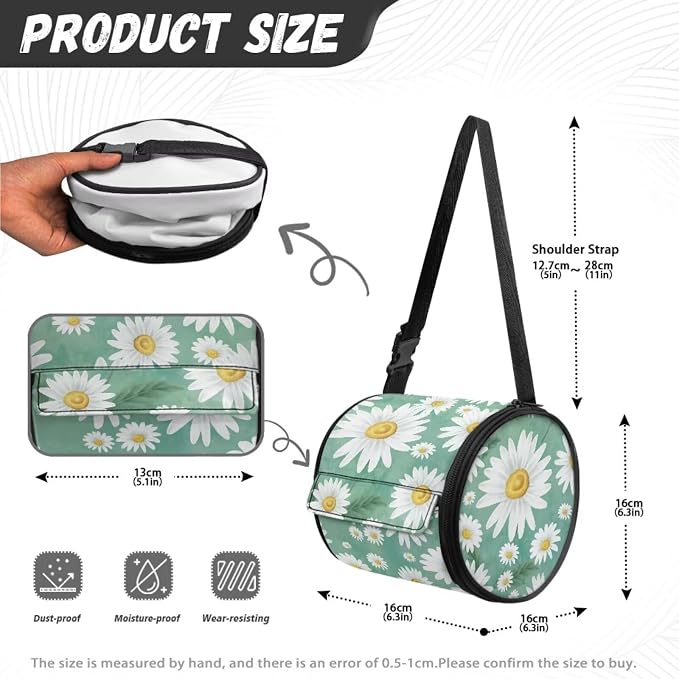 Aesthetic Bathroom Hanging Toilet Paper Tissue Holder Wall Mounted Tissue Towel Roll Holder with Adjustable Strap Easy Installation,Daisy Print
