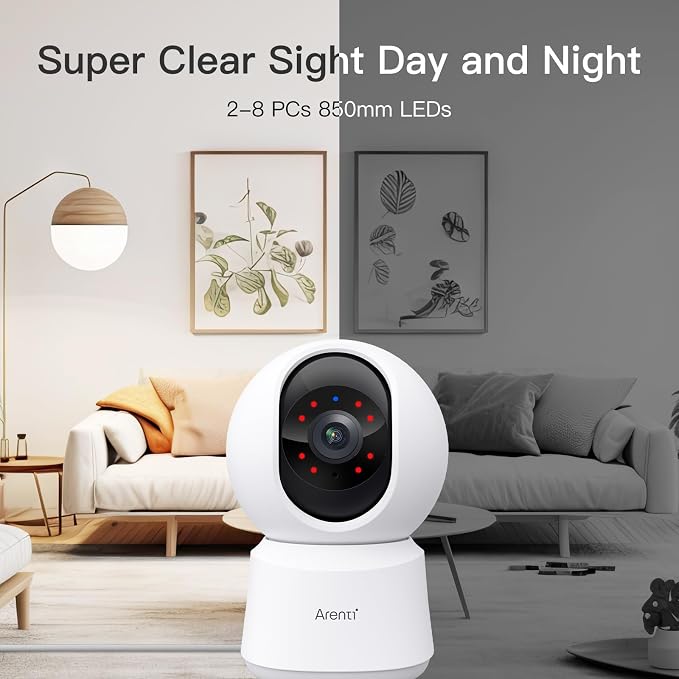 ARENTI 4MP Pet Camera P2Q 2PC, 5G WiFi 6 Indoor Security Cameras, Free App
