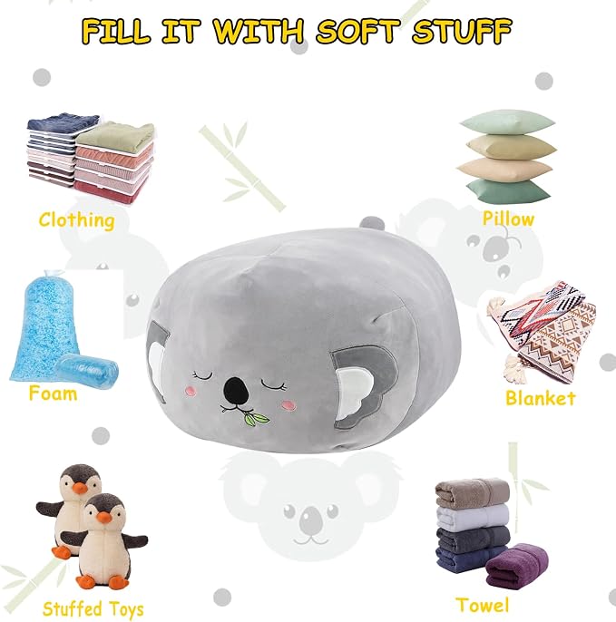 Stuffed Animal Storage Bean Bag Chair Cover for Cute Koala Large Beanbag Bedroom Décor Organizer Cover, No Beans
