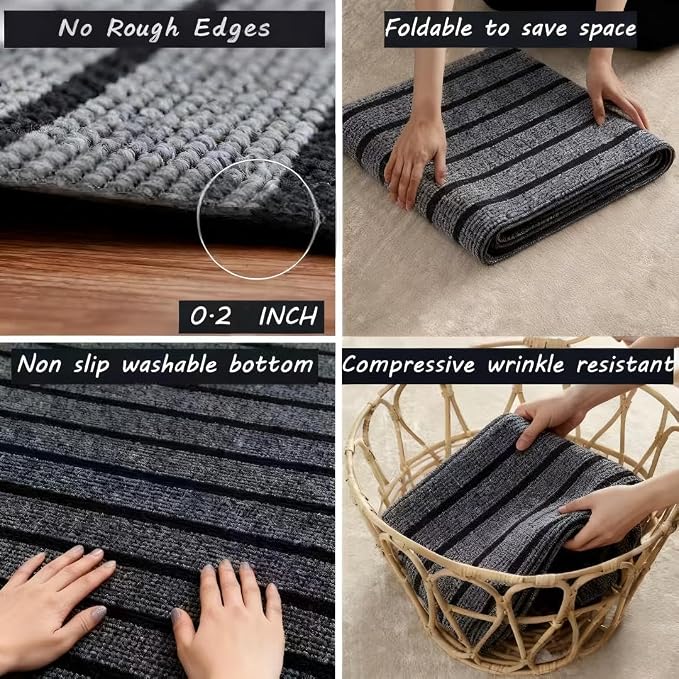 Dog Crate Mat 47"x32" Extra Thick Waterproof Non-Slip Kennel Pad | Absorbent Striped Design for Under Crate, Reusable & Washable Dog Mat for Crate