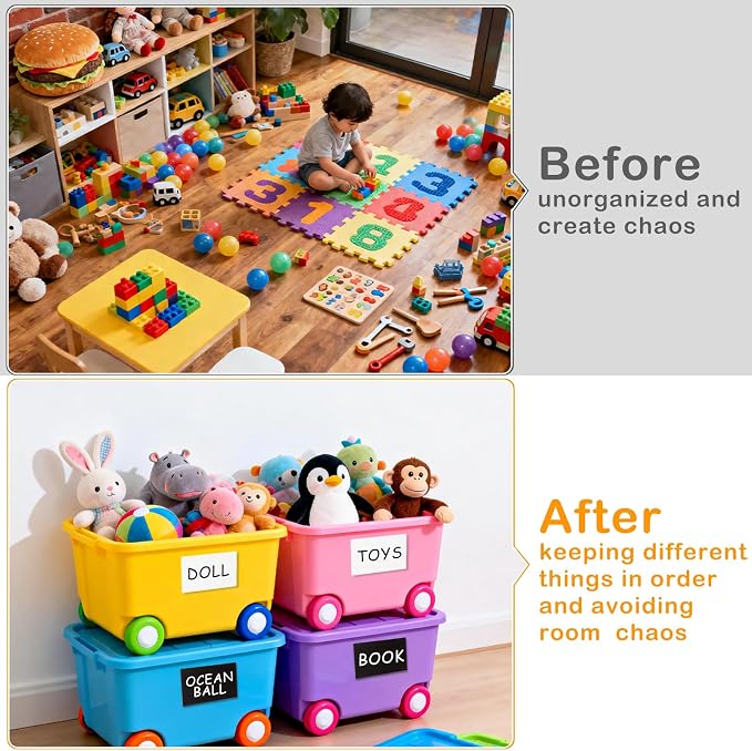 4x6 Inch Removable Storage Bin Labels 100 Pcs (50 Sheets, 25 Black & 25 White) and 2 Markers, Water Oil Tear Resistant No Residue Matte Labels for Home Organization, Packing & Storage Bins