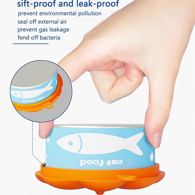 3 Sizes Three-Ring Universal Pet Food Can Lid, Pumpkin Shaped BPA Free Silicone Airtight Cover with Food Scraper Spoon & Portable Carabiner, Reusable Dog Cat Wet Food Storage Cover Orange