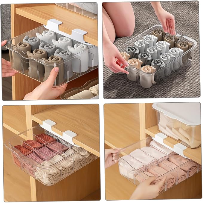 Cabilock Drawer Type Socks Holder 15 Compartment PET Organizer for Closet