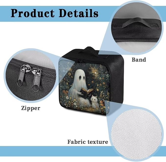 Emergency Kit Bag First Aid Cute Ghost Floral Empty First Aid Bag for Workplace Church and Home Preparedness Built with Abrasion-Resistant Fabric