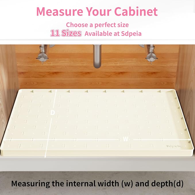 Sdpeia Under Sink Mat 19"×19" Waterproof Silicone Cabinet Liner & Sink Protector for Kitchen & Bathroom, Multi-Purpose Organizers Tray for Pets, Laundry, Cat Litter Mat