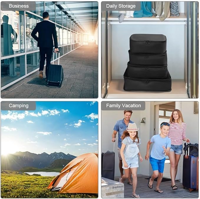 LANSKLBD 6/8 Set Packing Cubes for Suitcases Travel Luggage Packing Organizers,Travel Accessories Essentials Luggage Organizer with Shoe/Tioletry/Laundry Bag (Black, 6 set)