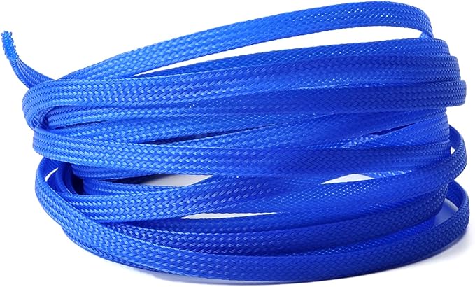 Othmro 16.4ft PET Flexible Expandable Braided Cable Sleeve 0.23inch Width Wire Loom Sleeving and Organizer Flexible Wire Mesh Sleeve for TV Audio PC Cords from Pets Chewing Blue