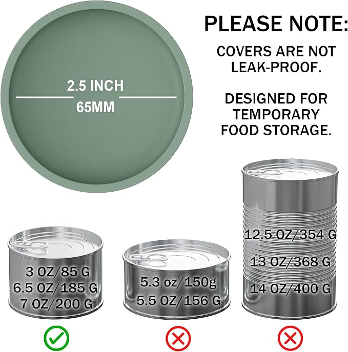 OHMO Cat Food Can Lids for 3oz Small Pet Cans, 2pcs, Sage Green | BPA-Free Silicone Can Cover, 2.5oz, Flexible&Durable, Reusable, Secure Seal, Easy to Clean, Keep Opened Meals Fresh