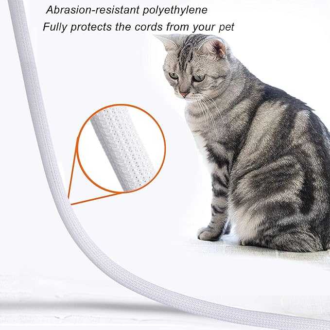 Cable Management Sleeve, Split Design, 10FT - 3/4 Inch, White | Cord Protectors from Pets | Heat & Abrasion Resistant Wire Loom | Automotive Wiring & Home Office Cable Organization
