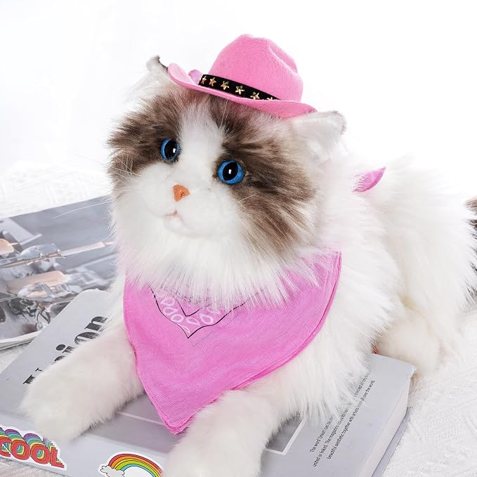 choyaxo Halloween Costumes for Dogs Cat Pet Cowboy Costume Cowboy Hat with Bandana Set for Halloween, Christmas, Holiday, Party, Cosplay (Pink, Large)