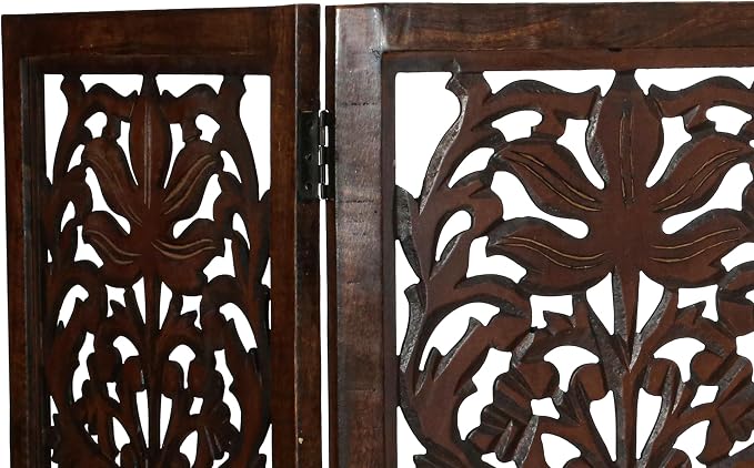 Lightnpro 4-Panel Wooden Dog Gate – 72 Inch Extra-Wide Foldable Freestanding Pet Barrier, Rustic Burnt Finish Indoor Safety Fence for Small Dogs & Puppies – 24x18 Inch Panels
