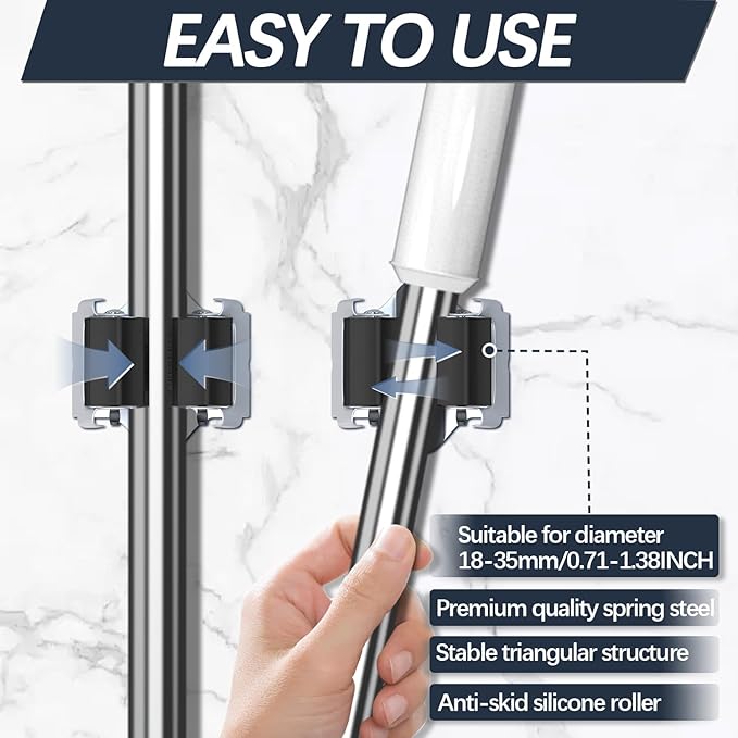 3-H 10 Pack Mop and Broom Holder Big Size Hanging 1 KG Extra, Broom Holder Wall Mount for Hanging and Organizing Shove Rake Yard Tools in Garage Garden Shed Laundry Kitchen,Black