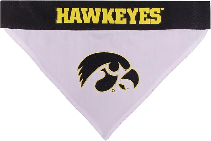 Pets First Collegiate Pet Accessories, Reversible Bandana, Iowa Hawkeyes, Large/X-Large