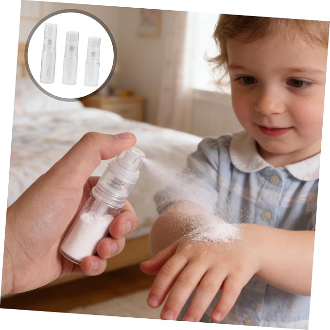 LIFKOME 3pcs Portable Powder Sprayer Dispenser Bottle 14ml 18ml 25ml White | Pet Body with Pp Nozzle, Refillable Design, Precise Control for Talcum Powder and Dry Shampoos, Travel and Daily Commutes
