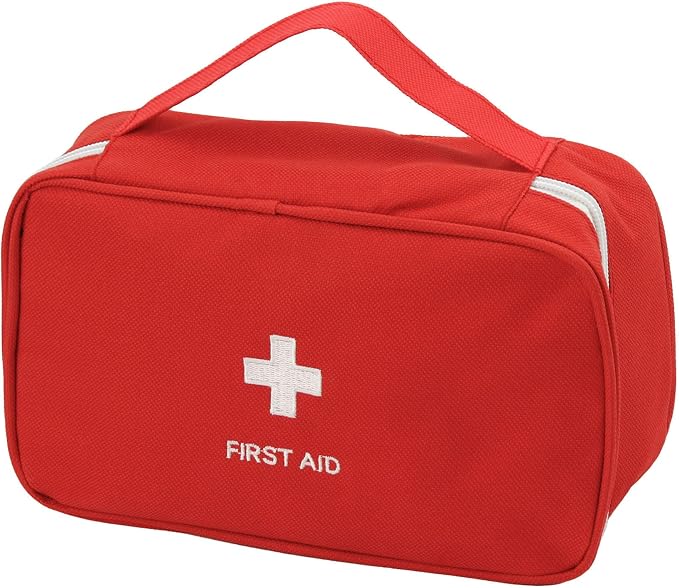 Portable Empty First Aid Kit Bag, Travel Medicine Pouch, Small Medical Bag (Red)