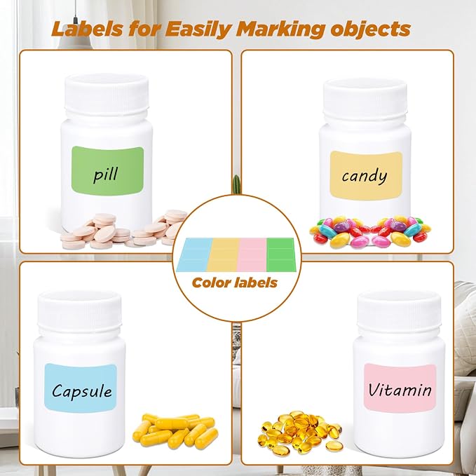 10 Pack Travel Pill Bottles - White Food Grade Plastic with Screw Caps & Labels, Small Pill Organizer for Pills, Vitamins, Capsules