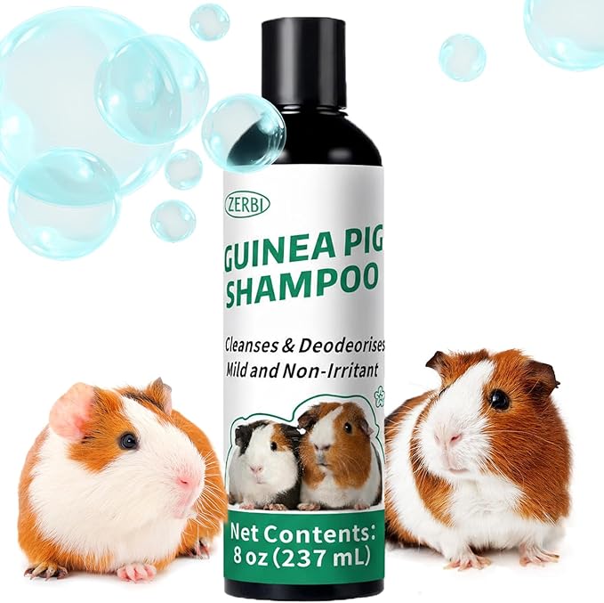 Guinea Pig Shampoo 8 oz - Naturally Effective Shine Skin & Coat Formula - NO Fragrance, Hypoallergenic, Relieves Dry, Itchy Skin, Eliminates Odors