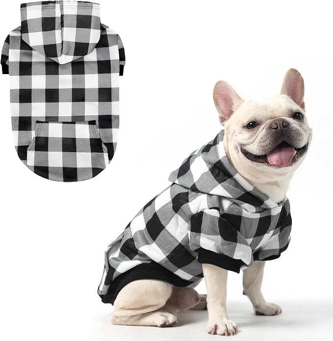 KOOLTAIL Plaid Dog Hoodie Pet Clothes Sweaters with Hat