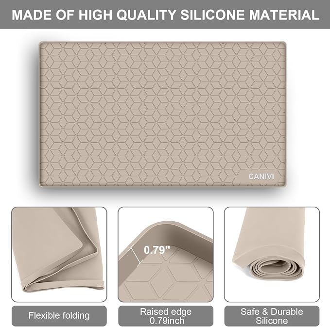 Under Sink Mat, 31"x22" Waterproof Tray for Cabinet, Holds 3 Gal | Silicone, Fits 36 inch Standard Cabinet,Leakproof & Easy Clean, Ideal for Kitchen & Laundry, Protects Shelf from Water Damage