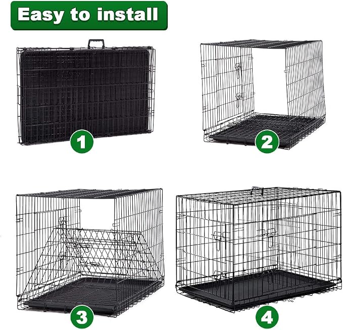 BestPet | Dog Crate | 42" | Black | Foldable Metal Kennel with Double Doors | Secure Slide-Bolt Latches, Leakproof Tray | Portable Dog Cage for Large Breeds | for Travel, Indoor & Outdoor Use