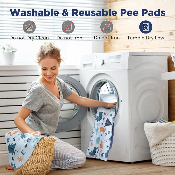 FURTIME Washable Pee Pads for Dogs, Super Absorbent, 2 Pack 34"x36" Blue | Reusable Puppy Pads Pet Training Pads, 100% Waterproof Non-Slip Puppy Pee Pad Whelping Dog Playpen Crate Mat for Potty