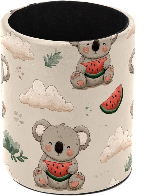 Koala and Watermelon Pen Holder, Pencil Cup Marker Brush Holder Desk Storage Case, Desktop Organizer for School Office Home Supplies