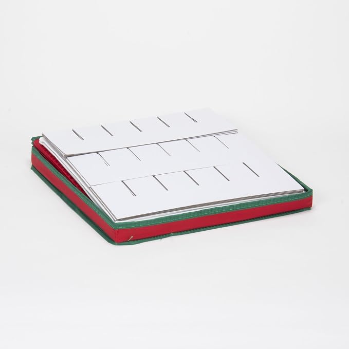Household Essentials 27‑Piece Ornament Storage Box with Clear Front Panel and Adjustable Dividers, Red and Green