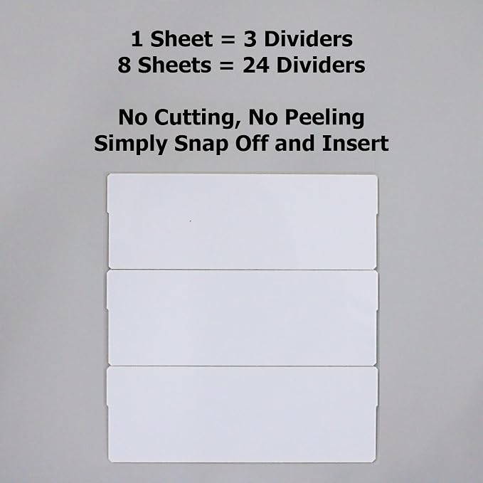 (24-Pack) Large Drawer Dividers compatible with Craft Cabinet and Hardware Storage Organizers, (Dividers Only)