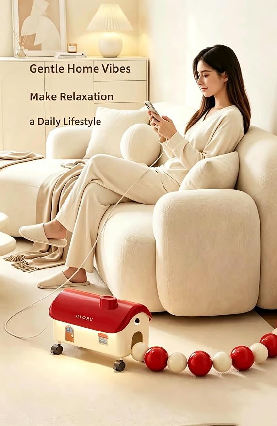 Cable Management Box with Decorative Beads, House Shaped Power Strip Storage, pet Proof Cord Concealer, Rolling Wire Organizer, Maple red Decorative Cord Box