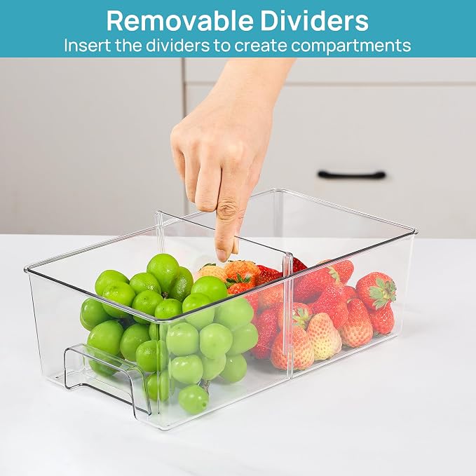 Vtopmart Clear Stackable Storage Drawers, 7 Pack Multi Size Set | Wide, Medium and Small Pull-Out PET Drawers for Flexible Organization, Stackable Storage for Cabinets, Closets, Pantry