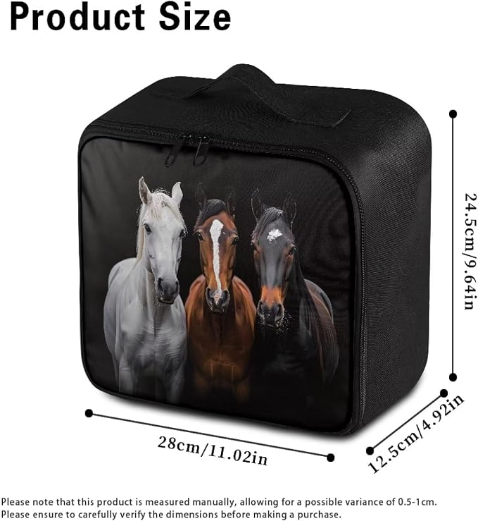 Rnyleeg Horse First Aid Bag Empty Black First Aid Kit for College Dorm Travel Medicine Pouch Emergency Medical Kits