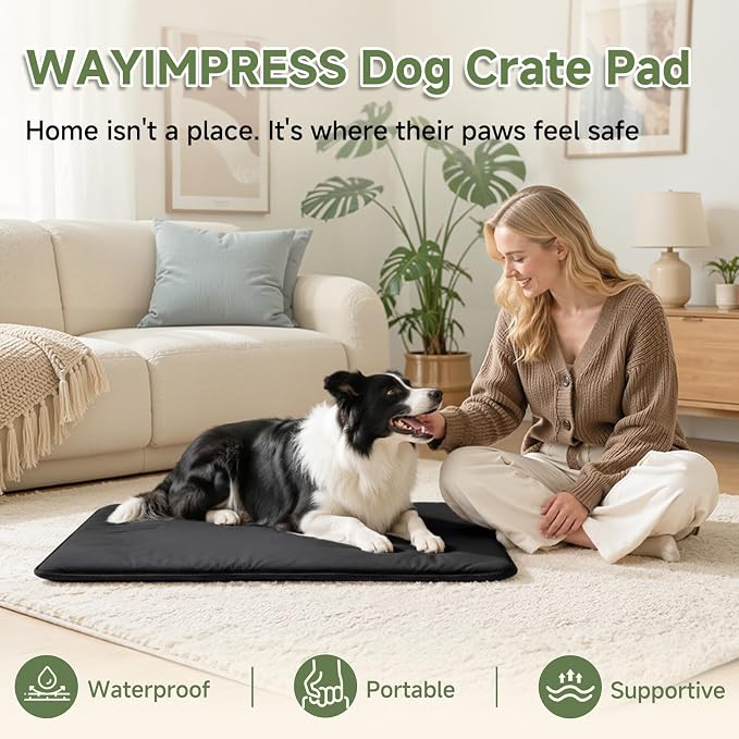 Outdoor XXL Dog Crate Pad Bed, Waterproof Wipeable Mat, 47x29, Black | Wipeable Kennel Mat Pet Sleeping for Large Dogs, Waterproof, Outdoor, Anti-Slip, Suit for Travel, Trunk, Kennel
