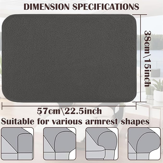 Sherpa Fleece Armrest and Headrest Covers with 2 Pockets | Soft fleece with nonslip silicone backing helps protect leather and fabric furniture from pet scratches machine washable