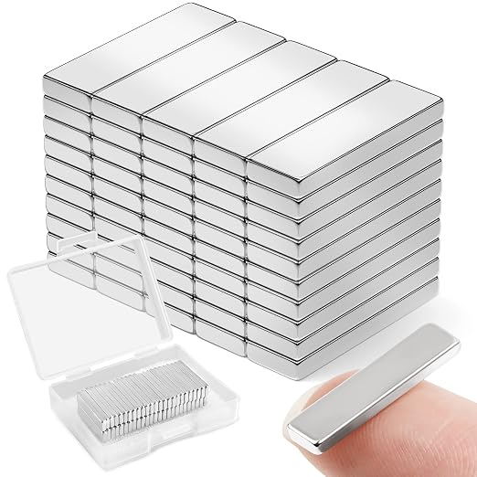 FINDMAG Small Neodymium Bar Magnets, 50 Pack 20x5x2mm, Rectangular | Slim rare earth magnets with a flat profile; for whiteboards, lockers, fridge displays, crafts, office organizers and models