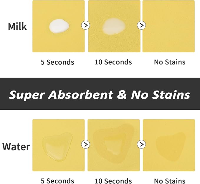 HotLive Dog Food Mat - Absorbent Cat Mat for Food and Water, No Stains Pet Feeding Bowl Mat, Easy to Clean Pet Placemats, Quick Dry Dog Water Dispenser Mat for Messy Drinkers | Paw Yellow 18"x34"
