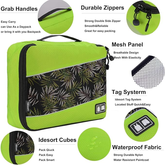 Packing Cubes large Luggage Organizers Bags For Travel Organizing Clothes | Mixed Color 8 Set Suitable family or two-person trips; breathable mesh make easy to sort; durable and convenient to store