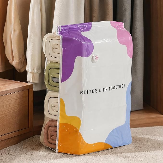 2PCS Vacuum Storage Bags No Pump Or Air Extractor Compression Bag Sealer Clothing Organizer Spaces Saver for Blanket Comforters Pillow Clothes (XL) (2PCS XL)