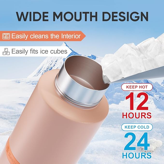 KEWIXY Insulated Dog Water Bottle with Travel Bowl, Dog Lover Gift, Portable Water Bottle Dispenser, Accessories for Car, Hiking, Camping, Outdoor, Leak-Proof, Detachable (Coral Sunset)