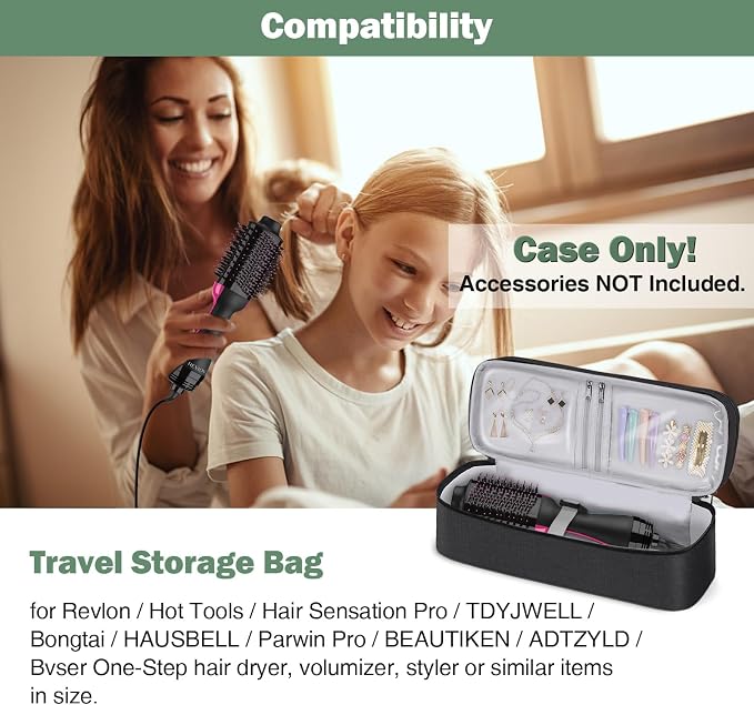 SITHON Double-Layer Travel Carrying Case for Shark FlexStyle/SmoothStyle, Water Resistant Storage Organizer Bag for Airwrap Styler, Also for Revlon One-Step Hair Dryer (Bag Only) (Black)