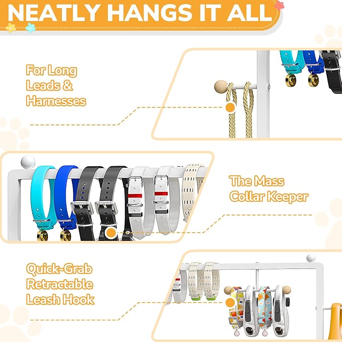 Dog Toy Basket, Basket For Dog Toys Living Room, The Stuff For Dogs, Cat Toy Box, Dog Toy Bin, Toy Chest Storage, All-in-One Pet Supplies Organizer with Leash Hanging Rail and Locking Casters