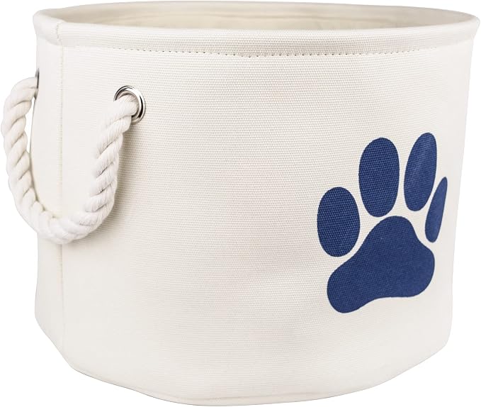 Bone Dry Pet Storage Collection Collapsible Bin, Medium Round, Off-White