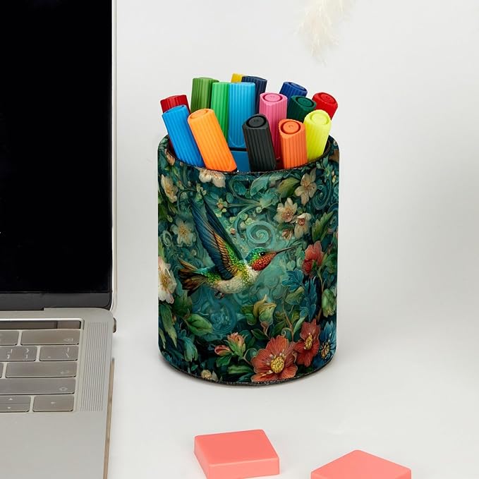 Hummingbird Pen Holder, Pencil Cup Marker Brush Holder Desk Storage Case, Desktop Organizer for School Office Home Supplies